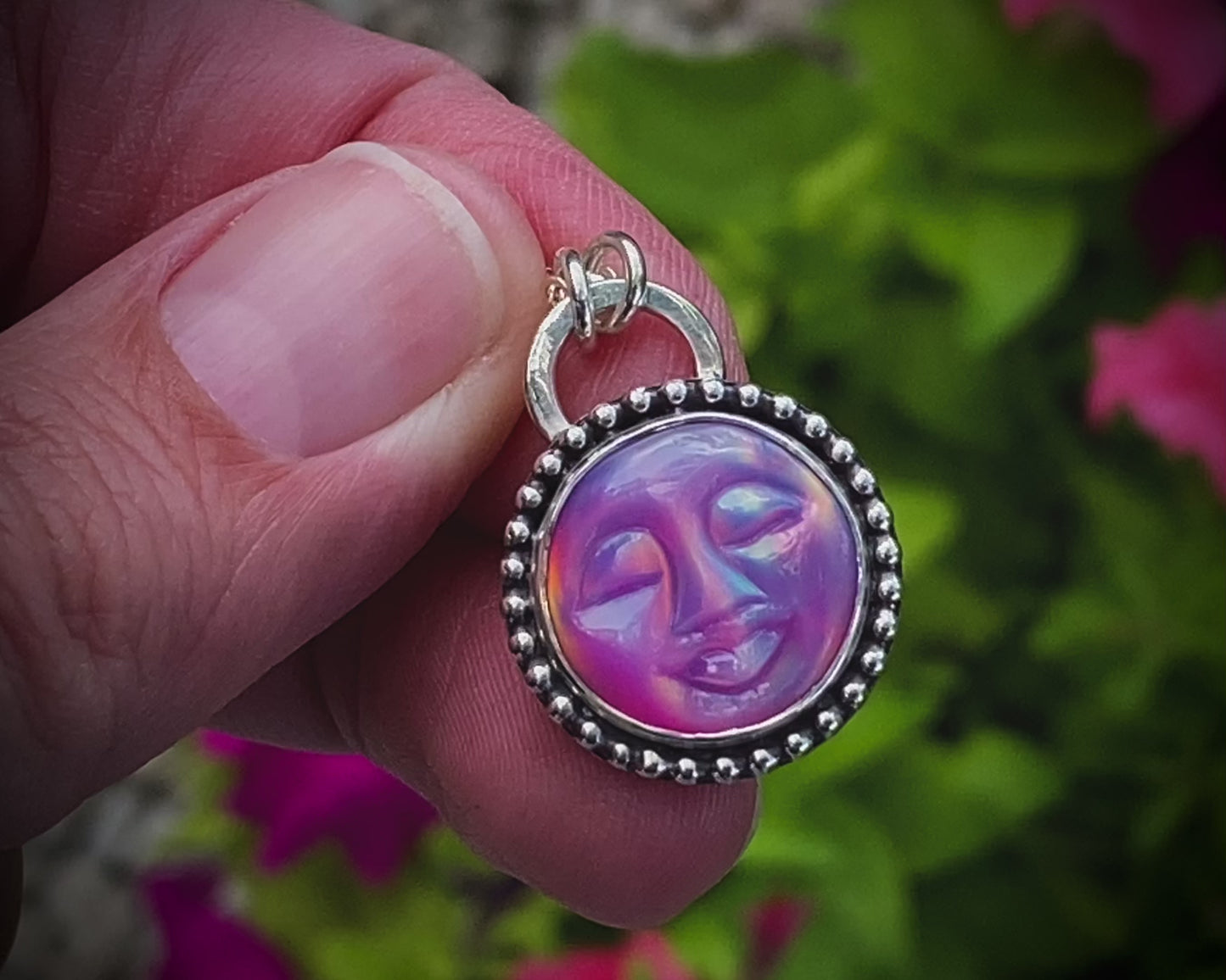 Sleepy Aurora Opal Moon Necklace