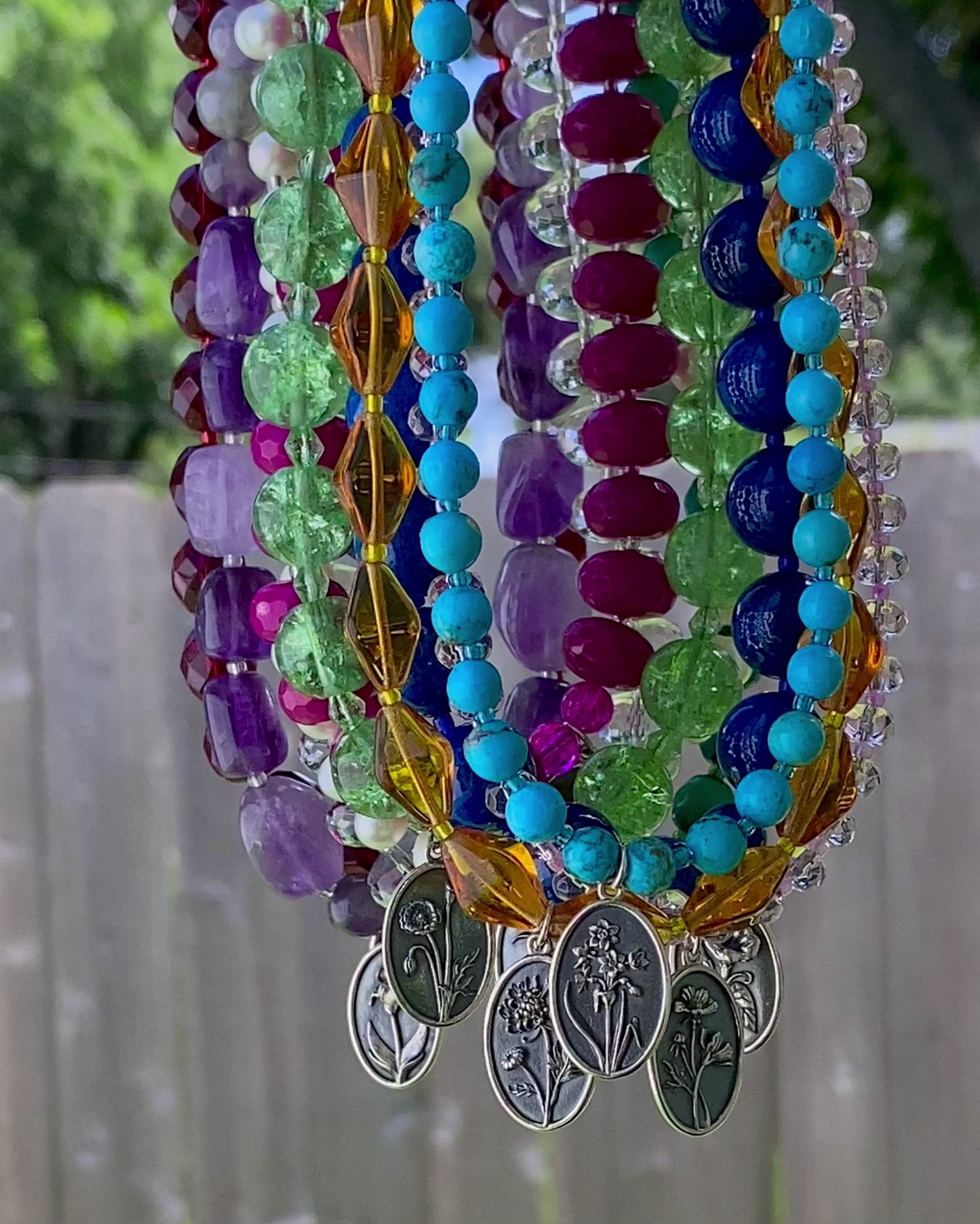 Sterling Birth Flower Beaded Necklaces