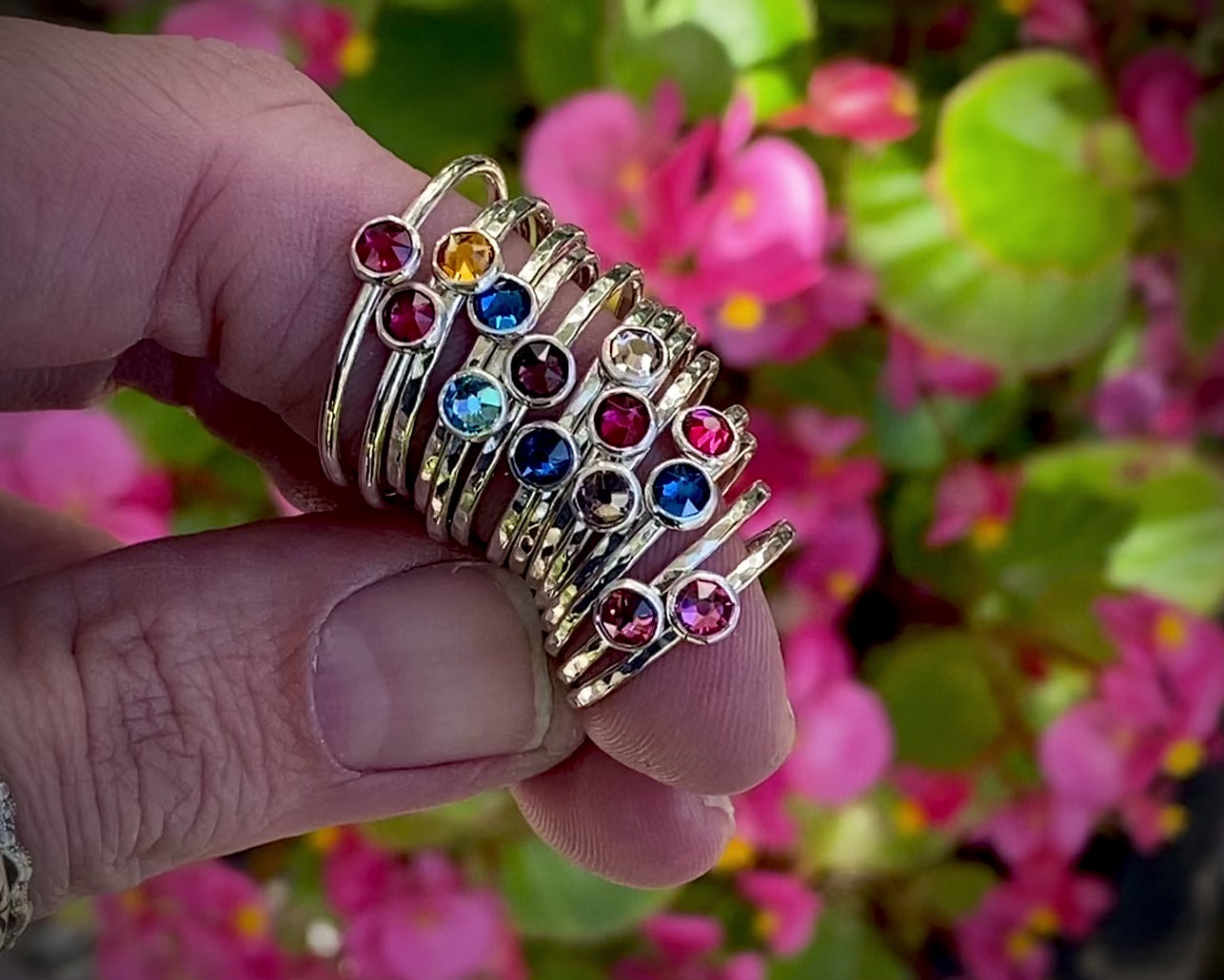 Silver Birthstone Stacking Ring