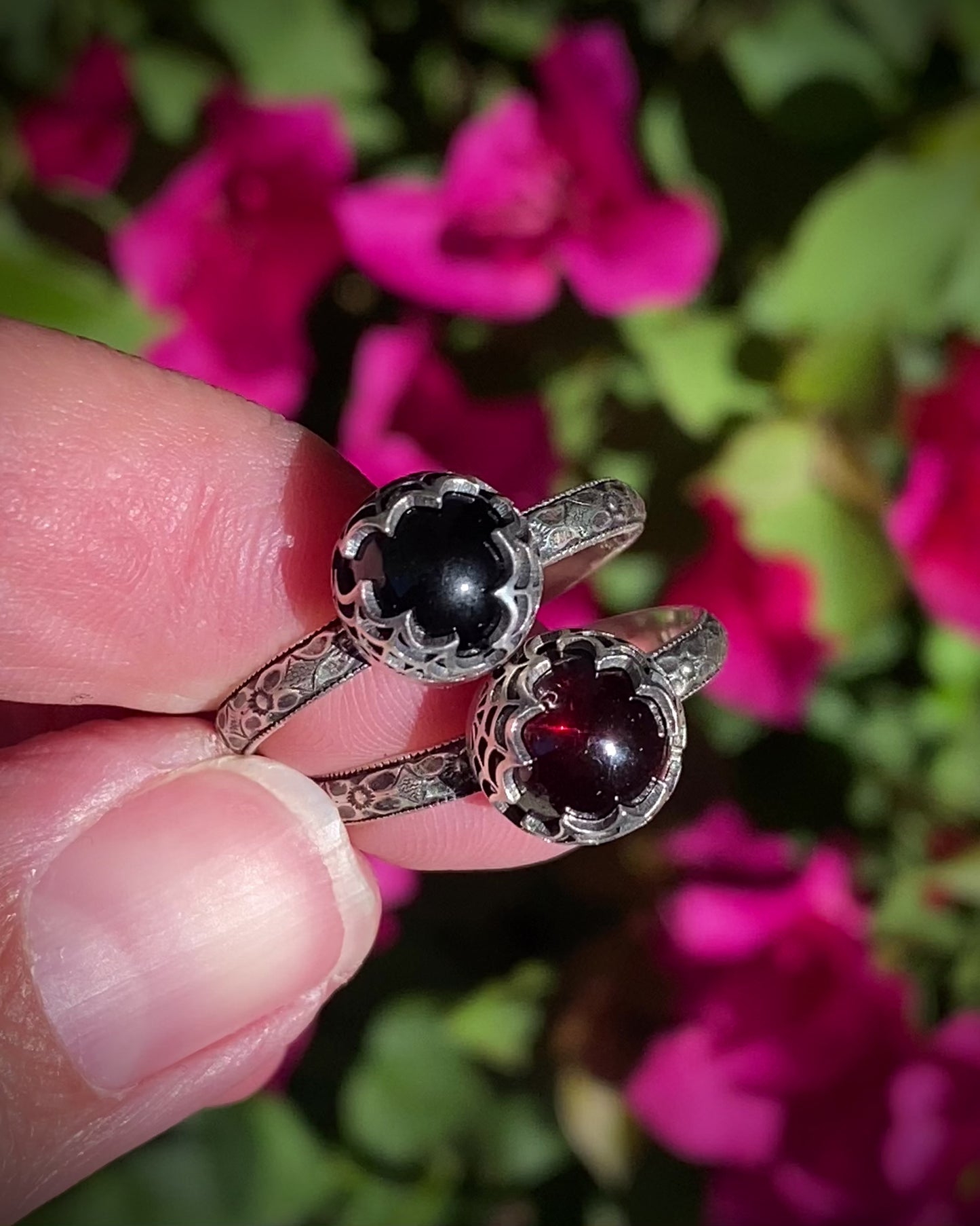 Sterling Spider Web Gemstone Ring