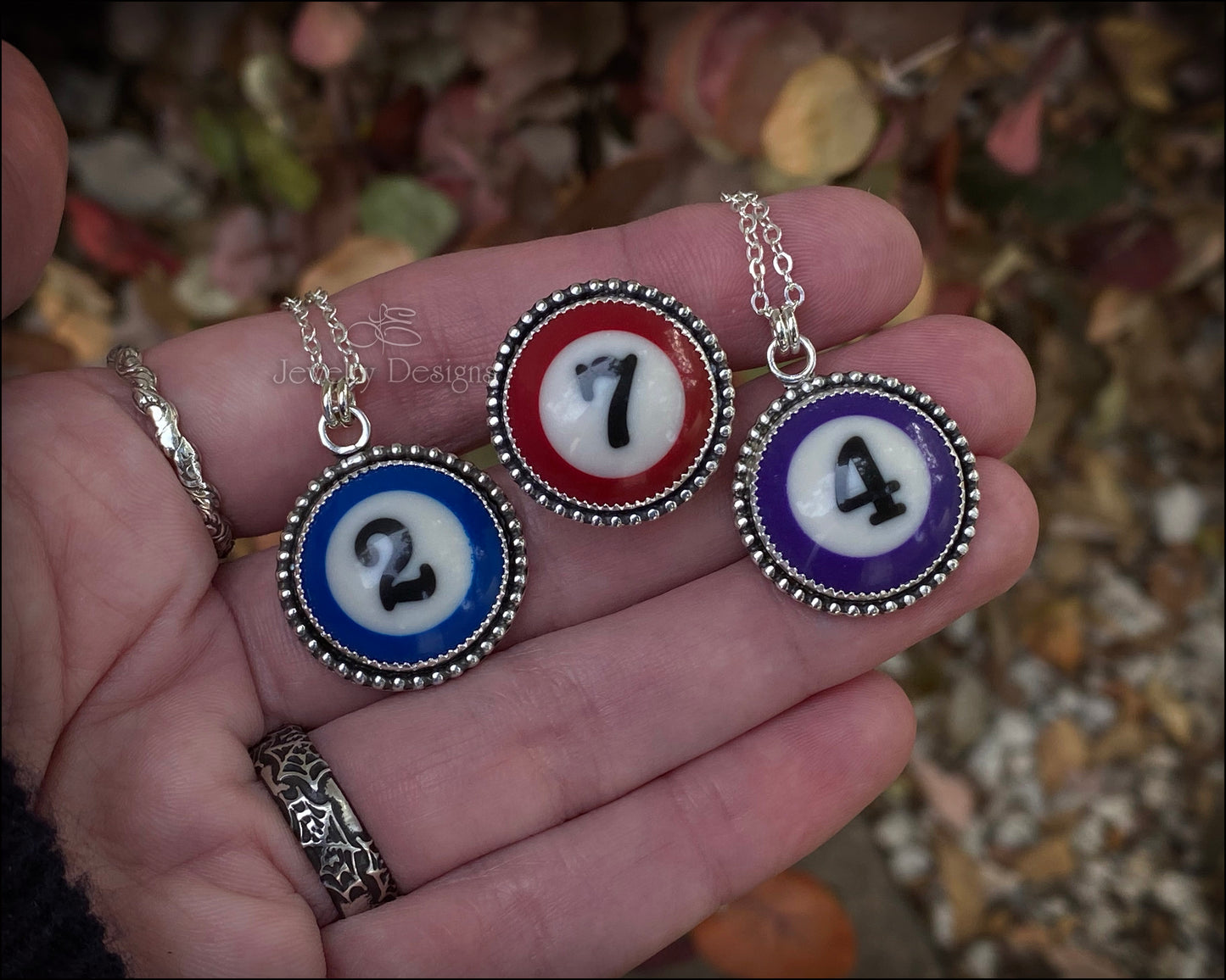 Sterling Pool Ball Necklace or Ring - LE Jewelry Designs