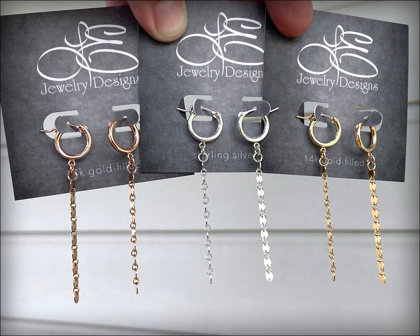 Sequin Chain Hoop Earrings (sterling, 14k gold-filled) - LE Jewelry Designs