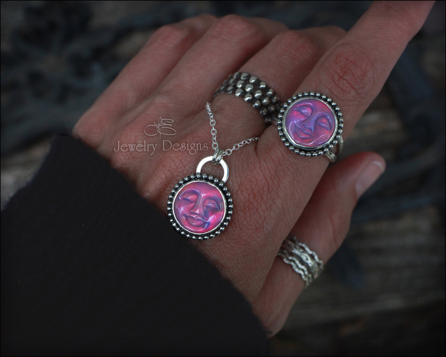 Aurora Opal Sleepy Moon Ring - LE Jewelry Designs
