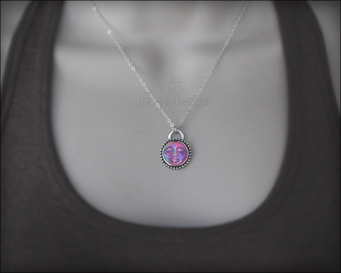 Sleepy Aurora Opal Moon Necklace - LE Jewelry Designs