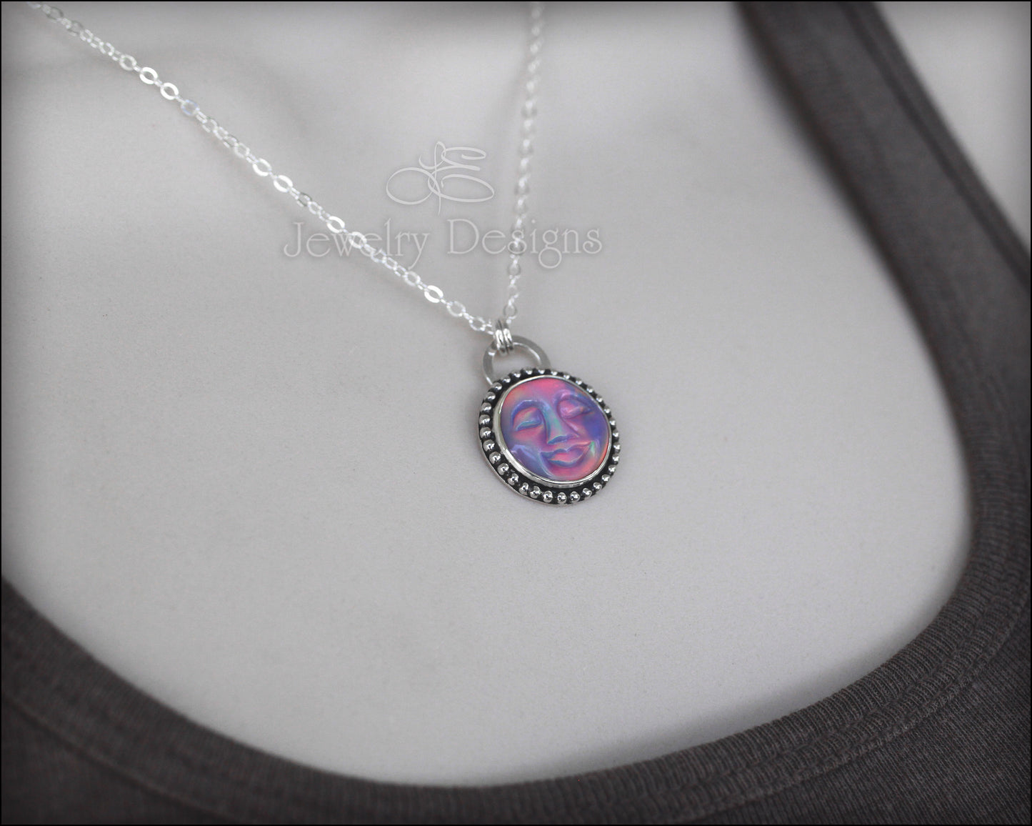 Sleepy Aurora Opal Moon Necklace - LE Jewelry Designs