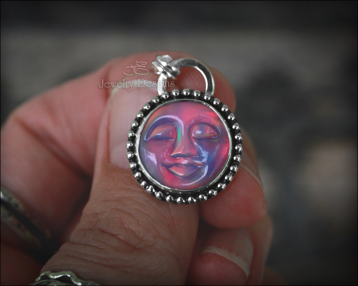 Sleepy Aurora Opal Moon Necklace - LE Jewelry Designs