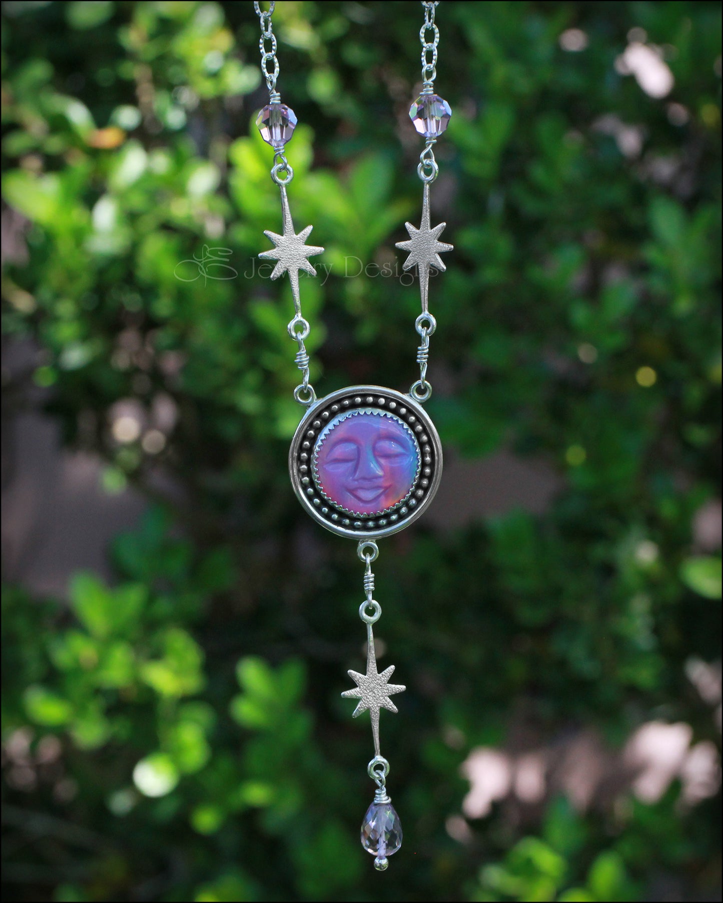 Sterling Sleepy Moon Celestial Lariat - LE Jewelry Designs