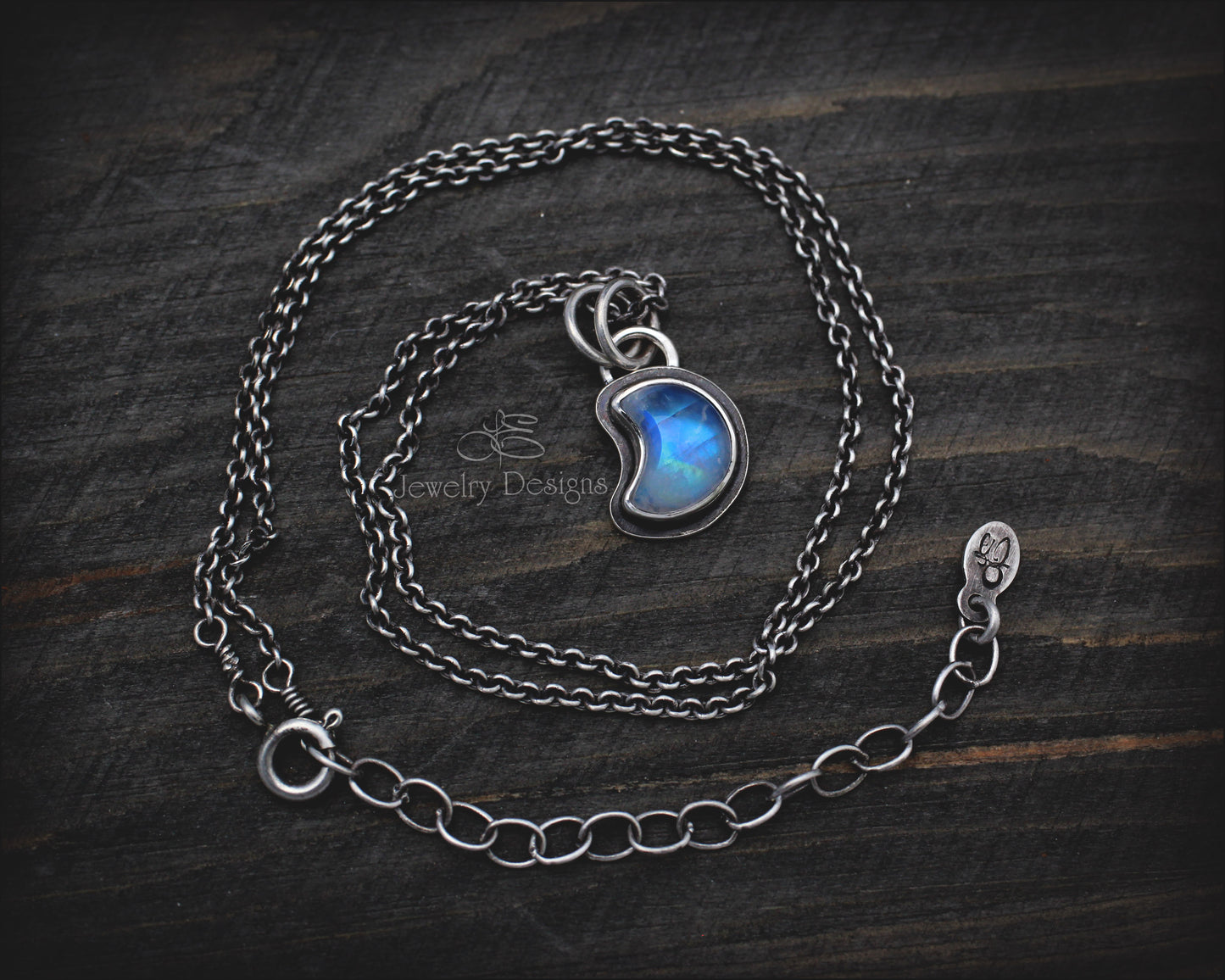 Small Gemstone Moon Necklace - LE Jewelry Designs