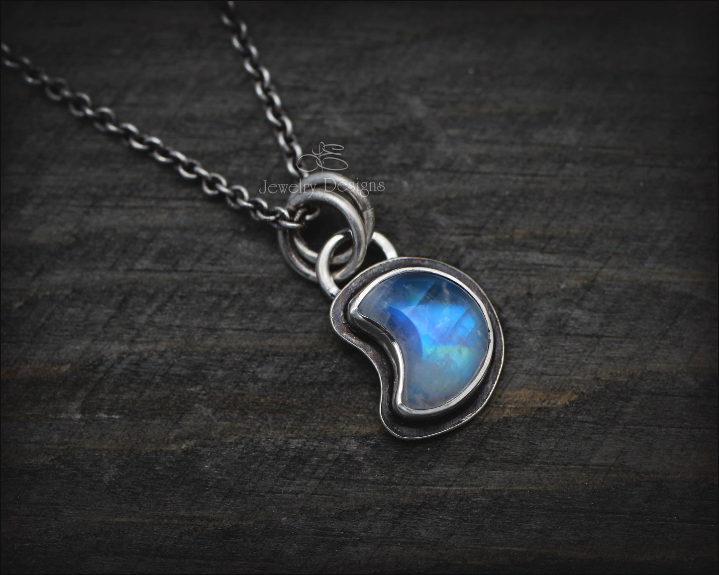 Small Gemstone Moon Necklace - LE Jewelry Designs