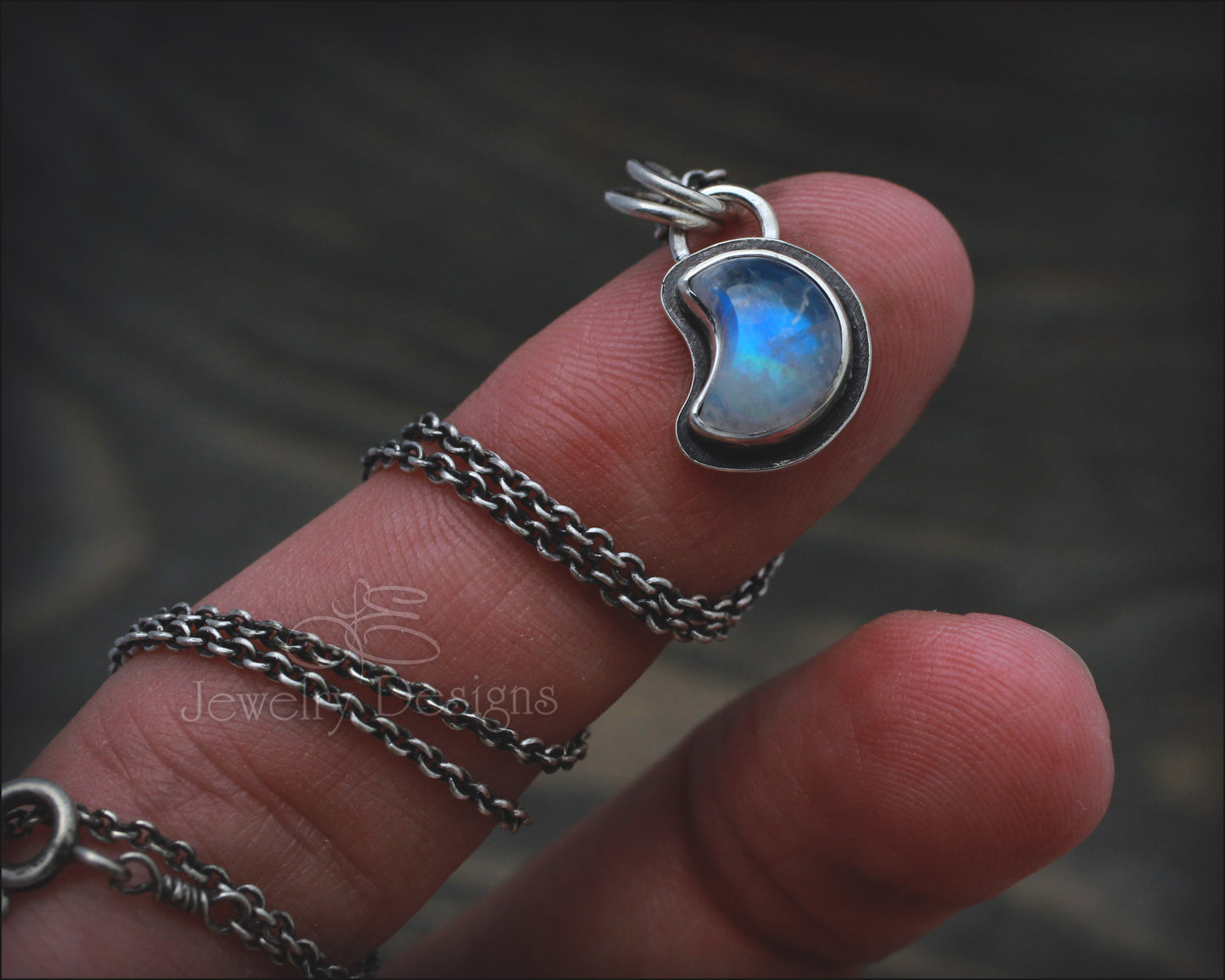 Small Gemstone Moon Necklace - LE Jewelry Designs