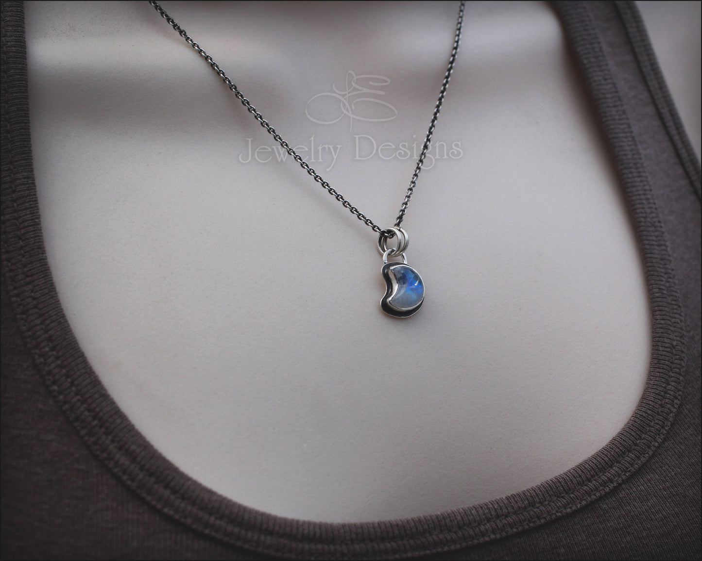 Small Gemstone Moon Necklace - LE Jewelry Designs
