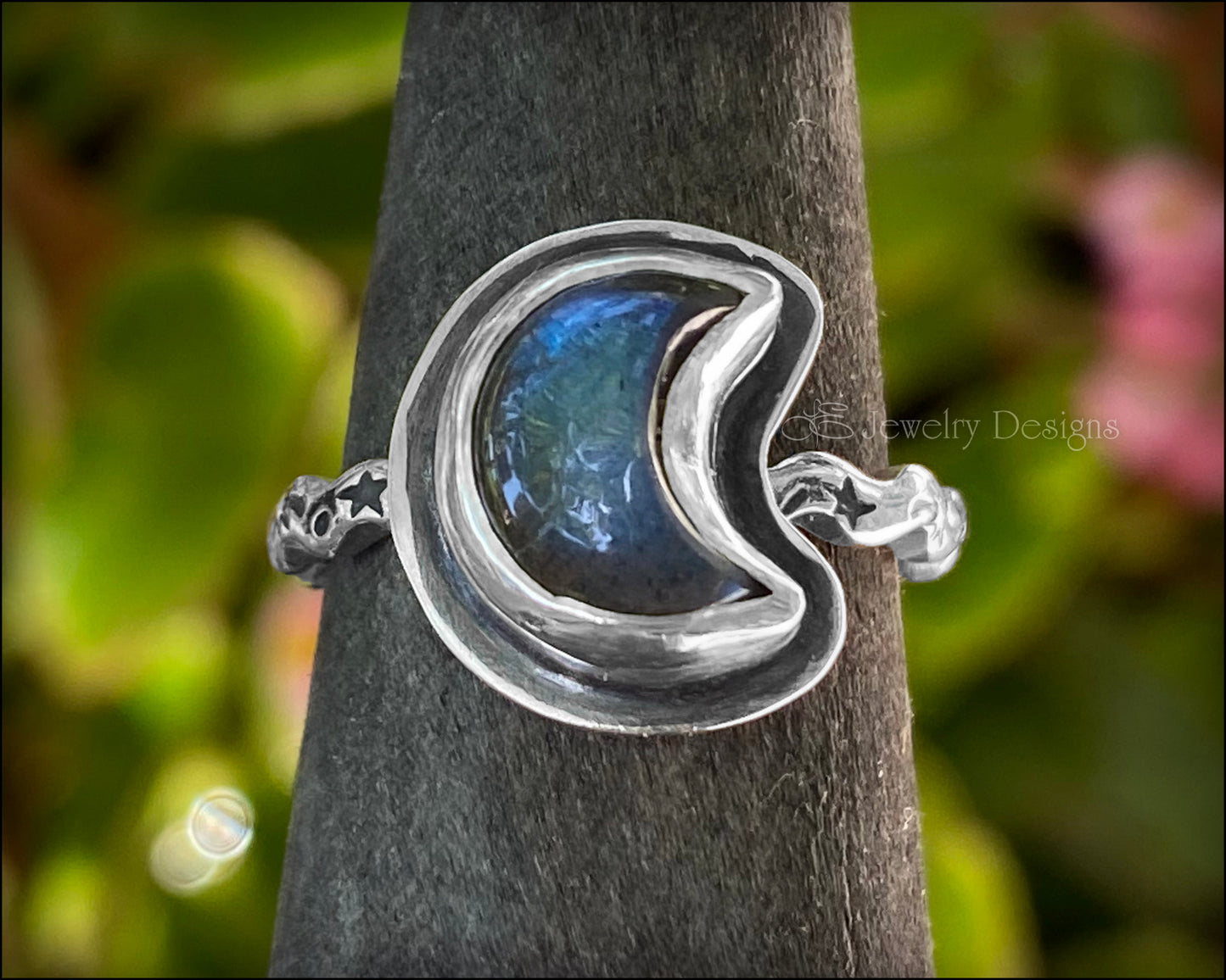 Size 5.5 - Sterling Labradorite Moon Ring - LE Jewelry Designs
