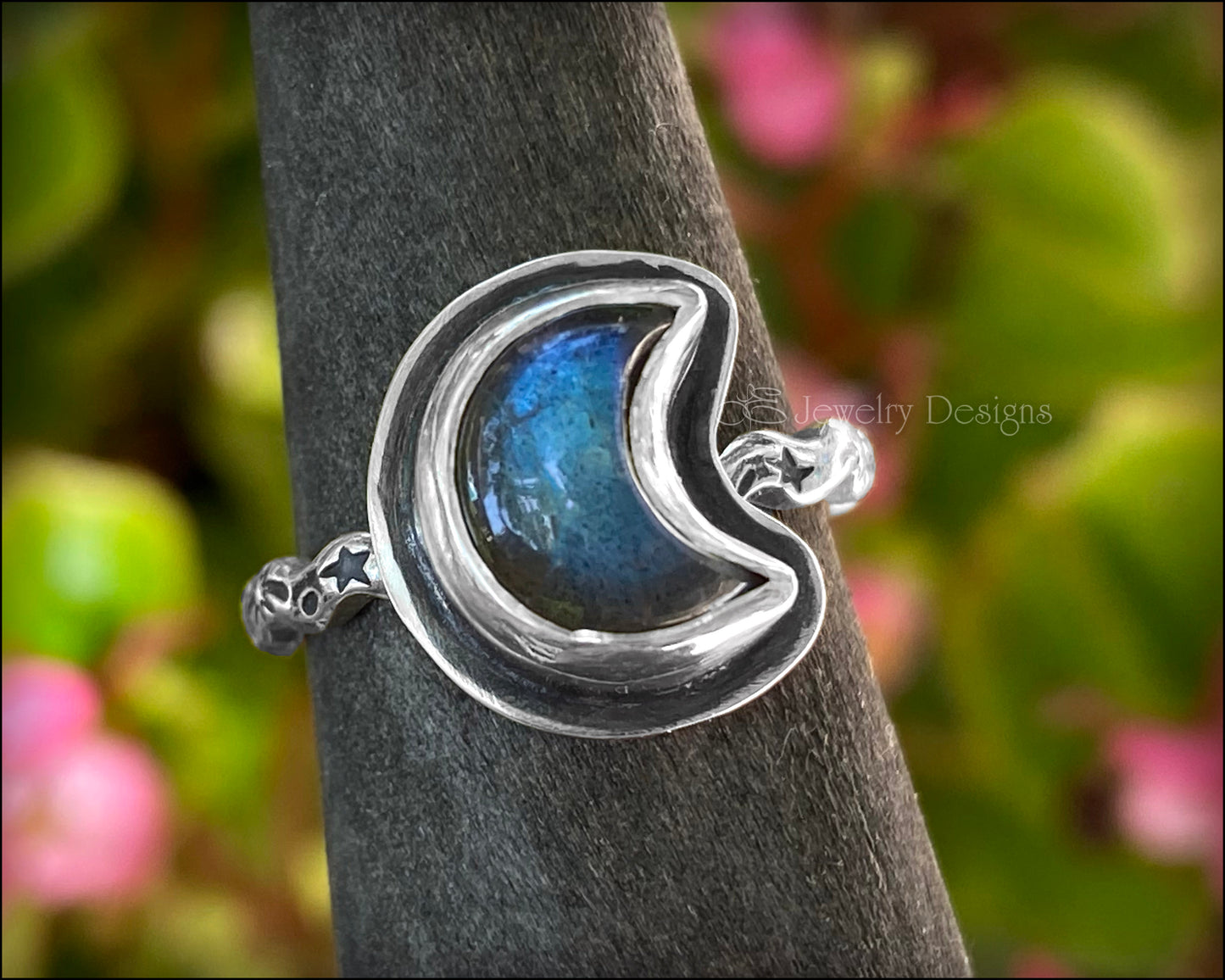Small Gemstone Moon Ring - LE Jewelry Designs