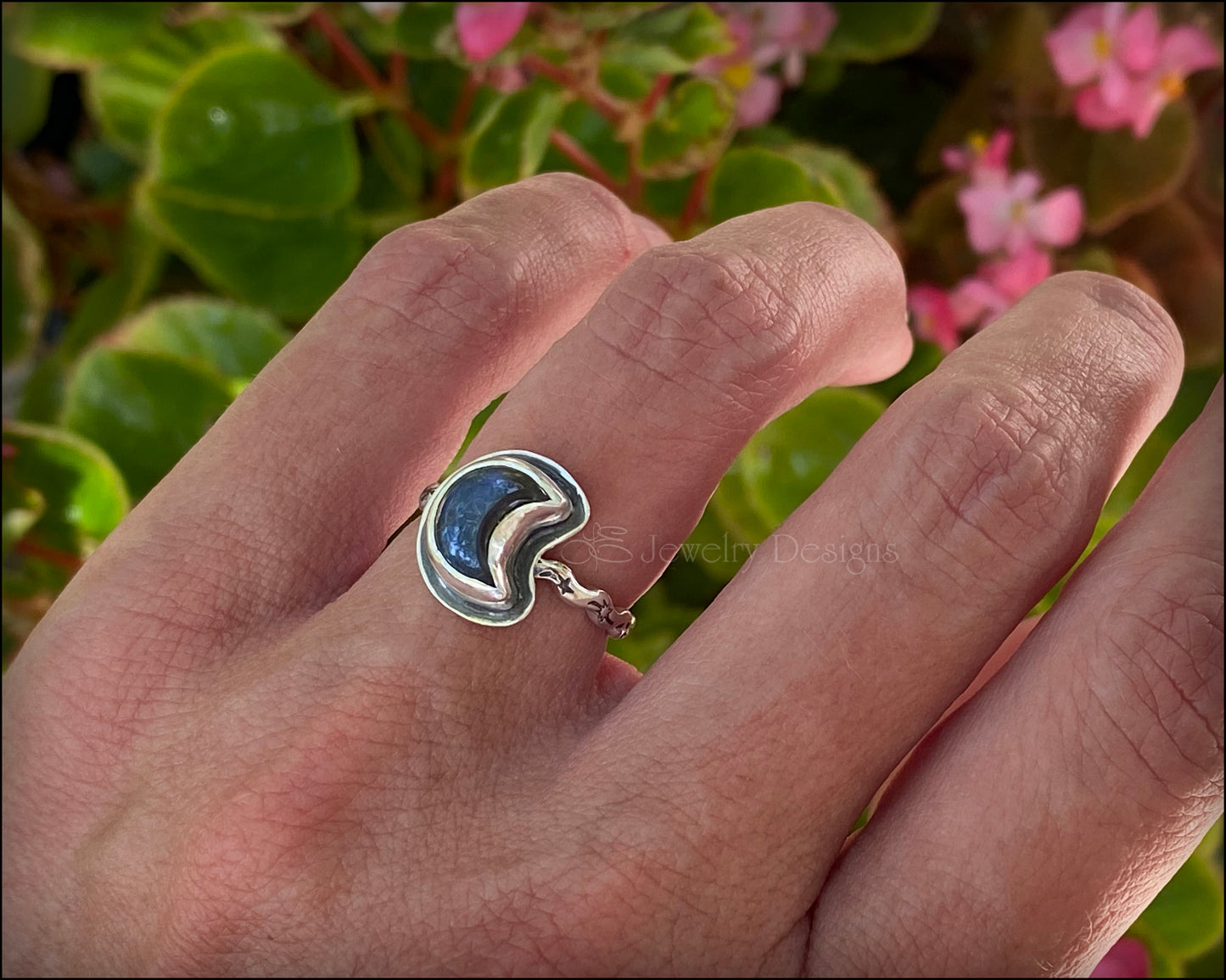 Size 5.5 - Sterling Labradorite Moon Ring - LE Jewelry Designs