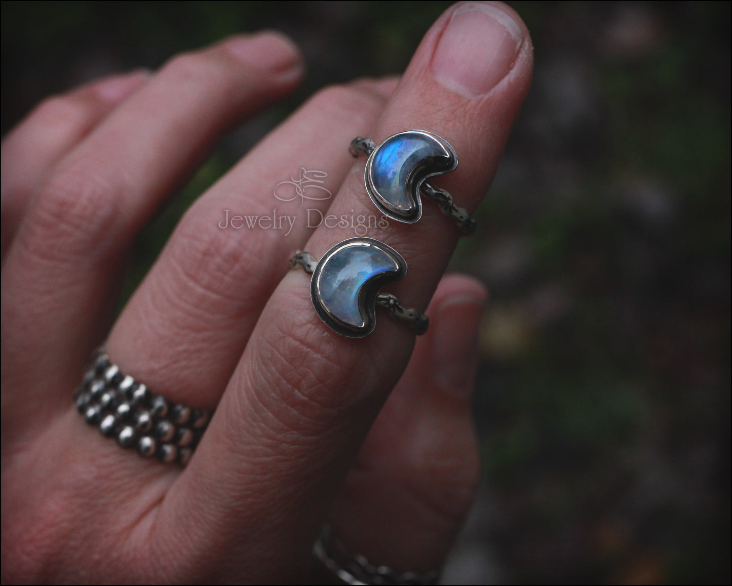 Small Gemstone Moon Ring - LE Jewelry Designs
