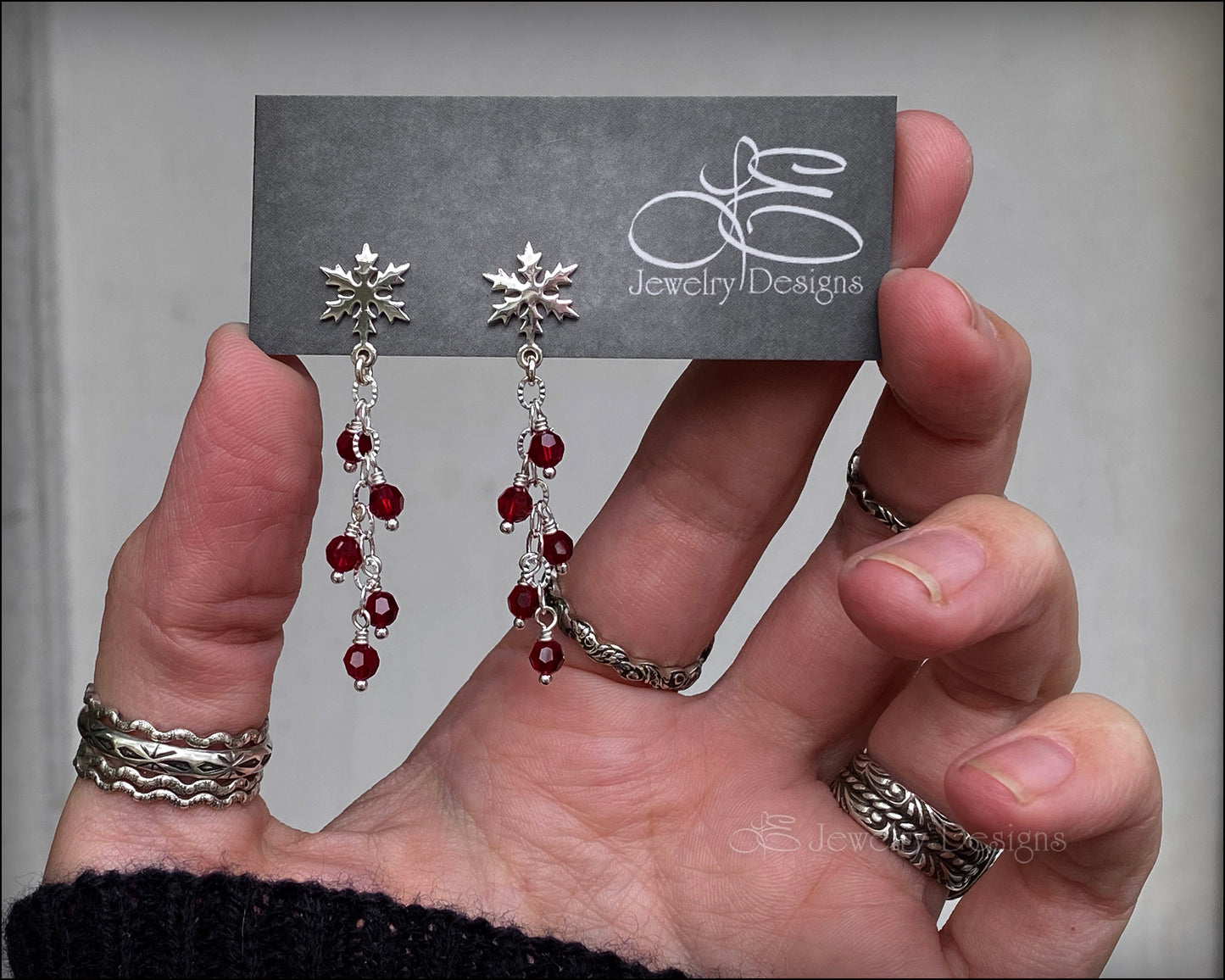 Sterling Snowflake Crystal Earrings (choose color) - LE Jewelry Designs