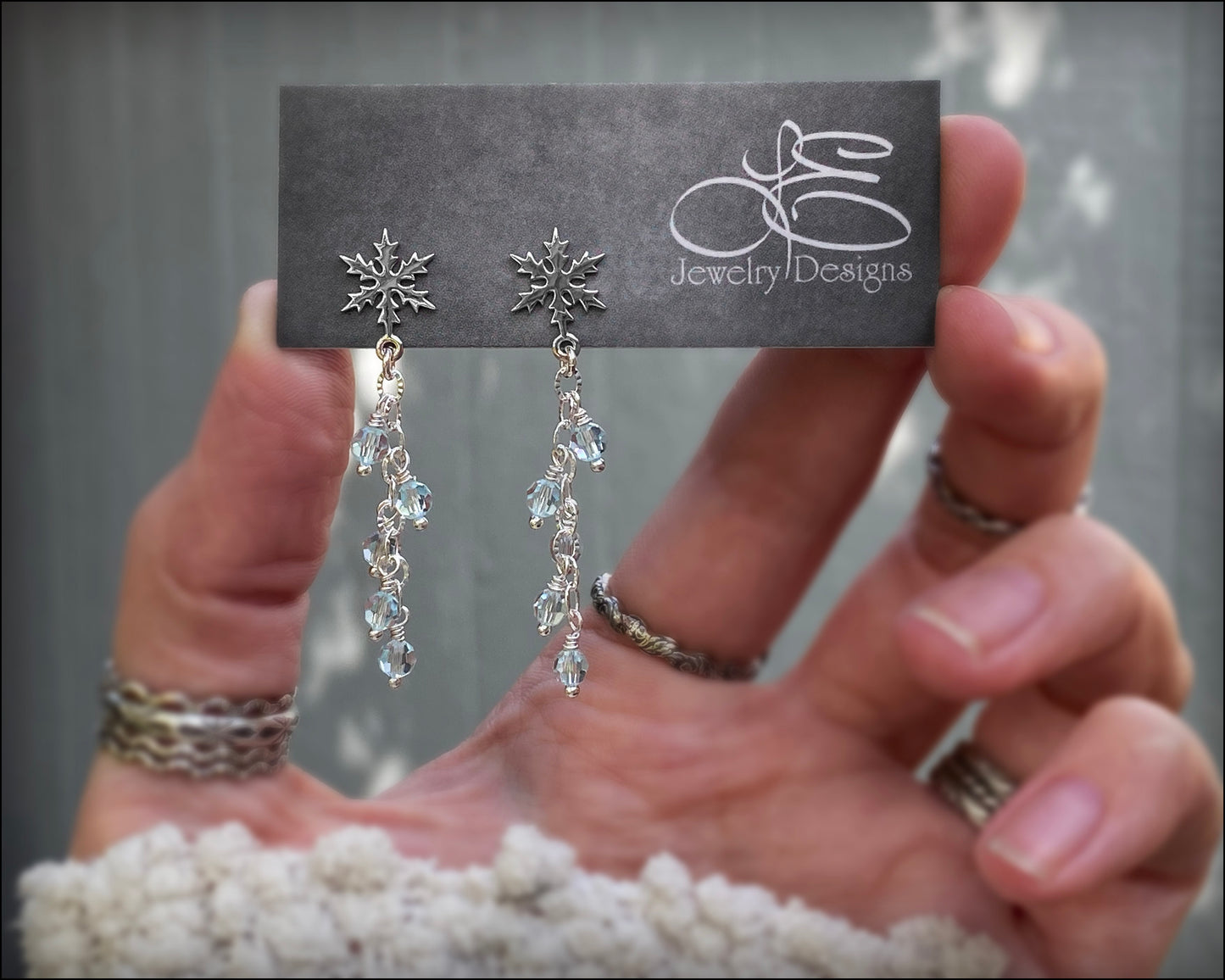 Sterling Snowflake Crystal Earrings (choose color) - LE Jewelry Designs