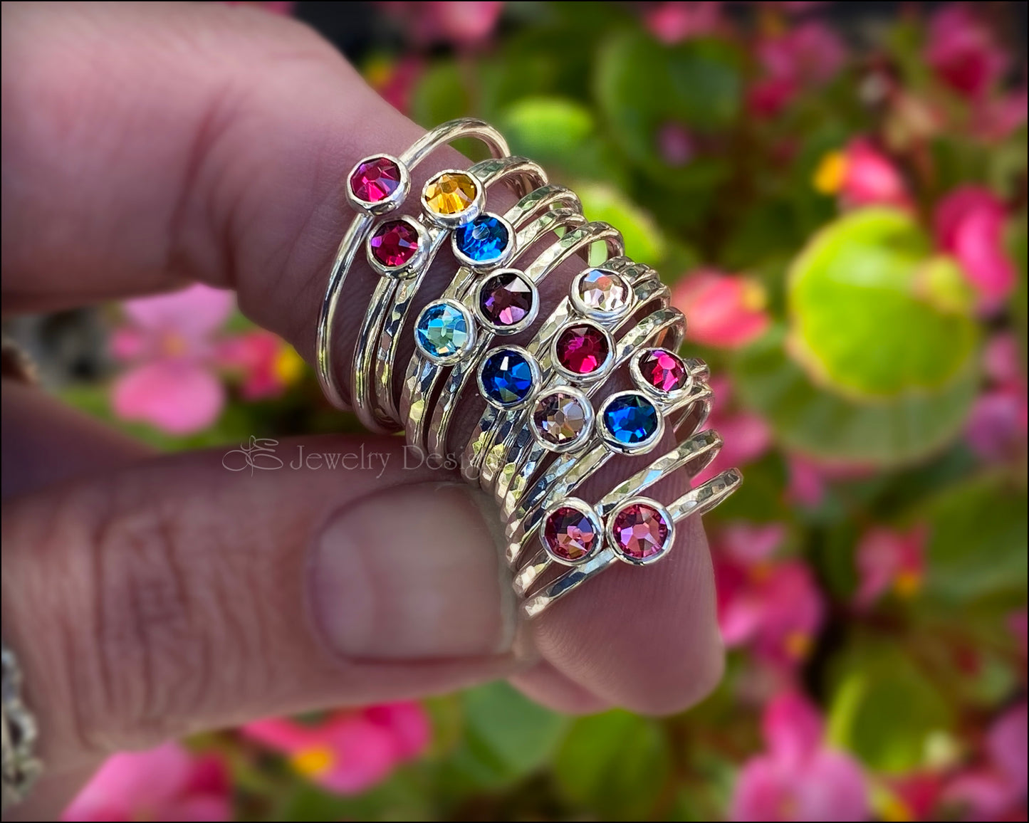Silver Birthstone Stacking Ring - LE Jewelry Designs