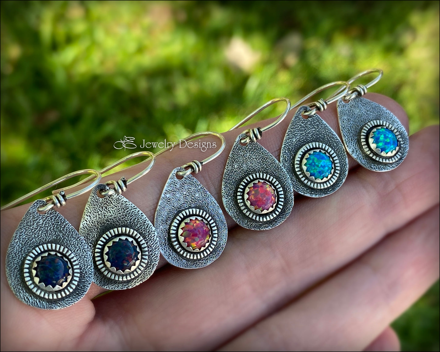Artisan Opal Teardrop Earrings - (as seen on 'Fuller House') - LE Jewelry Designs