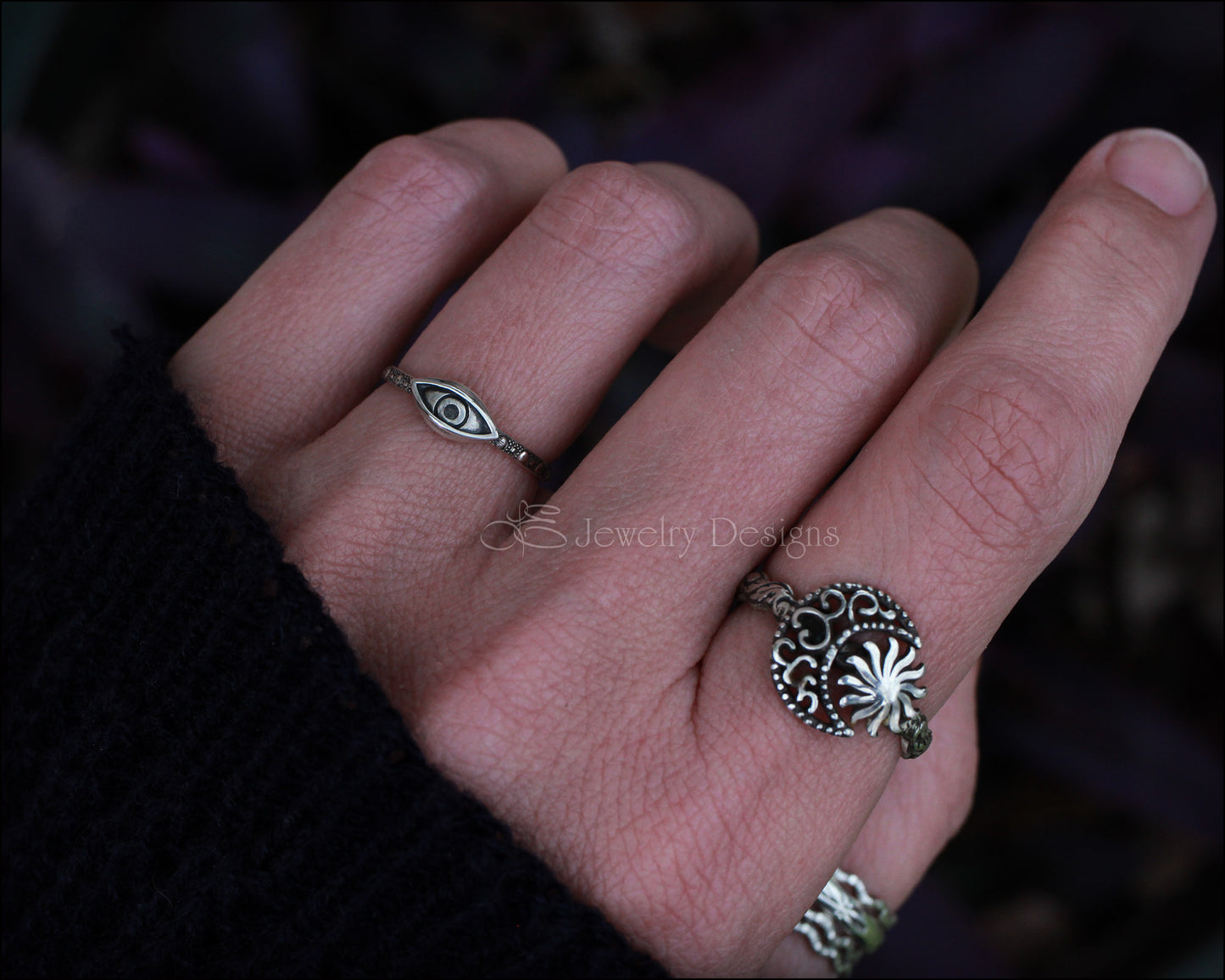 Small Sterling Silver Evil Eye Ring - LE Jewelry Designs