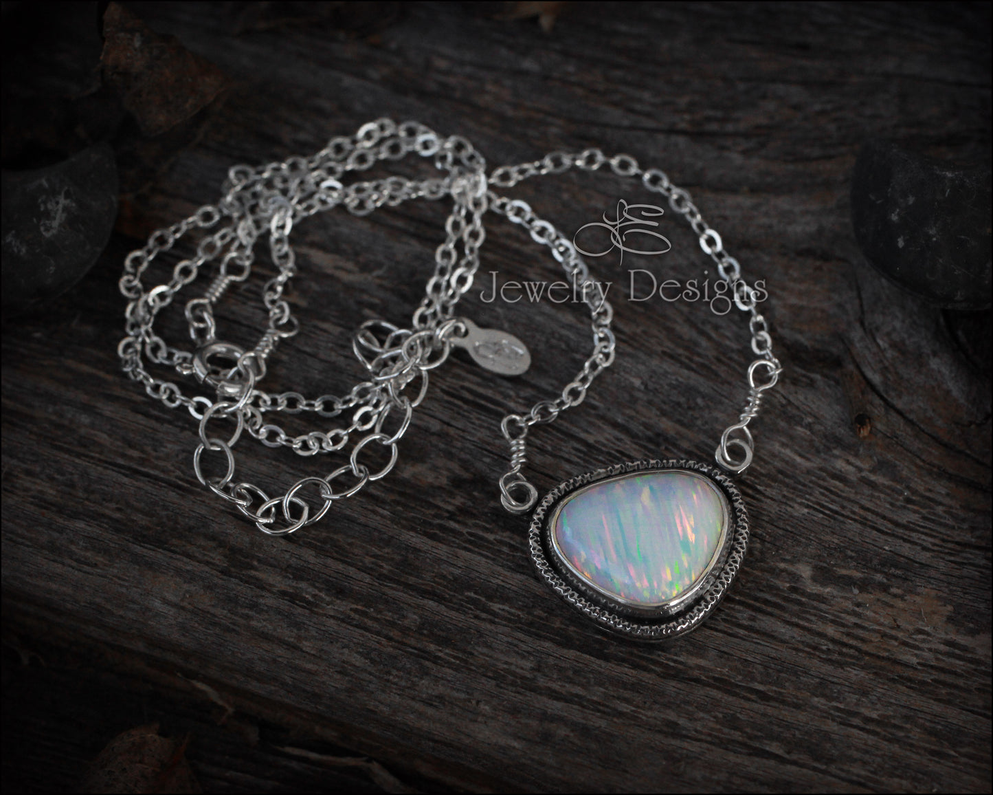 Sterling Opal Triangle Necklace - (choose color) - LE Jewelry Designs