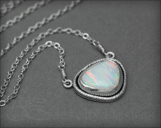 Sterling Opal Triangle Necklace - (choose color) - LE Jewelry Designs