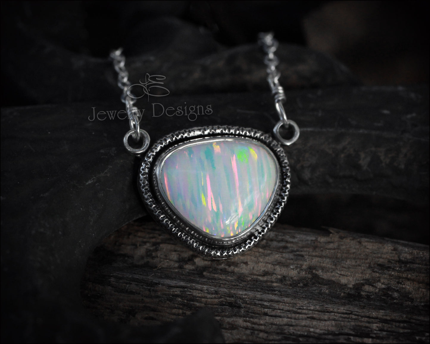 Sterling Opal Triangle Necklace - (choose color) - LE Jewelry Designs