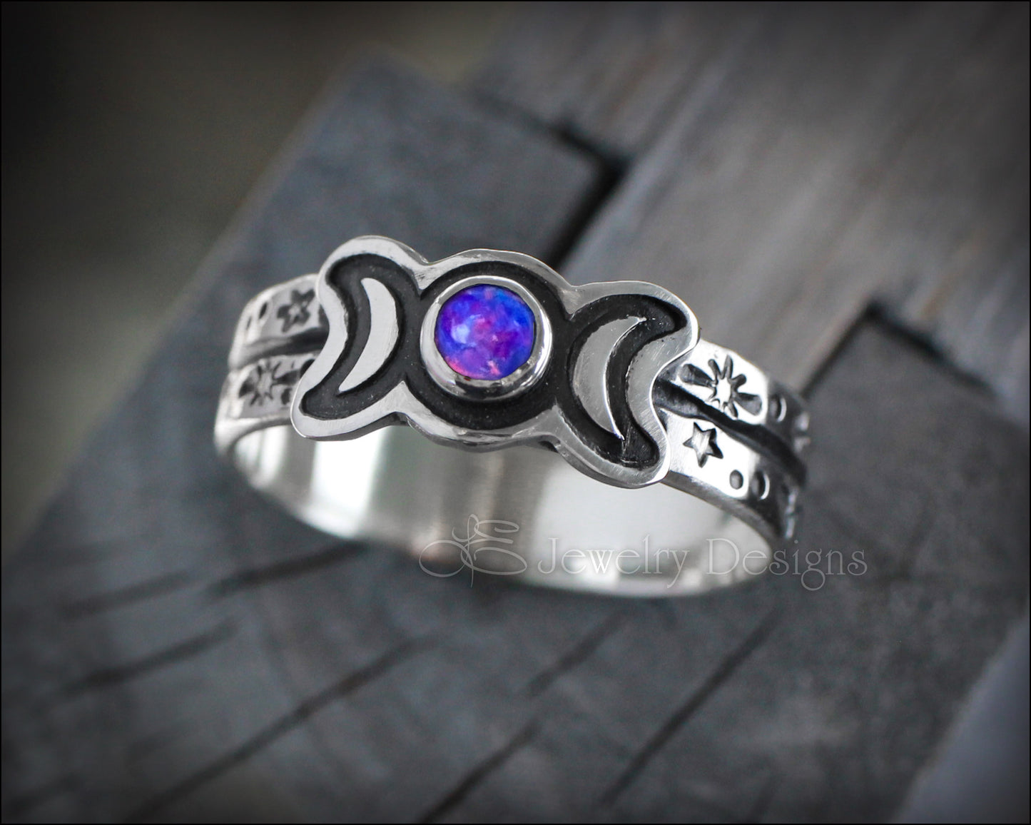 Sterling Silver Triple Moon Opal Ring - LE Jewelry Designs