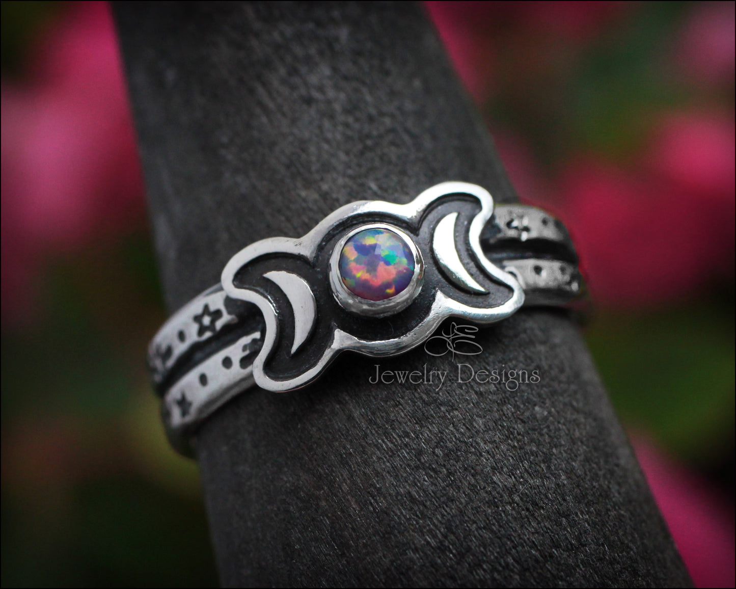 Sterling Silver Triple Moon Opal Ring - LE Jewelry Designs