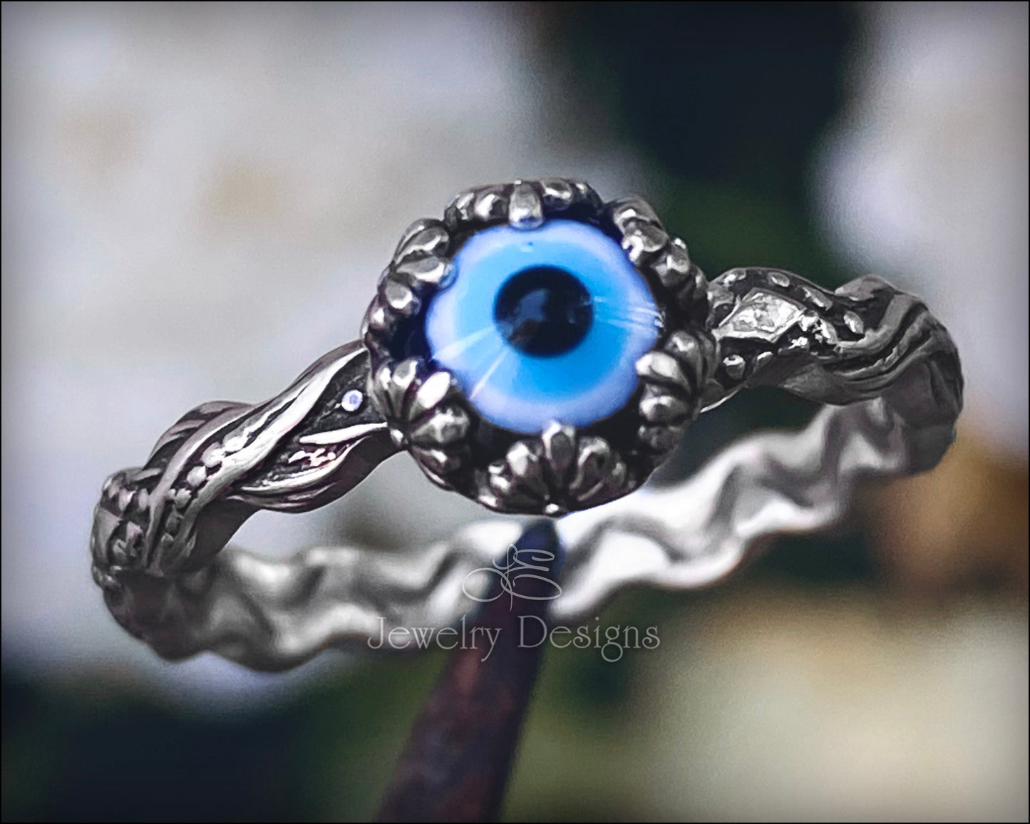Sterling Blue Evil Eye Ring - LE Jewelry Designs
