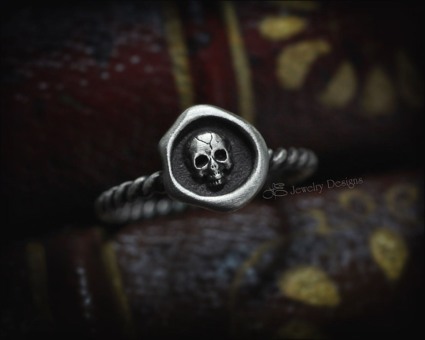 Size 9 - Sterling Skull Wax Seal Ring - LE Jewelry Designs