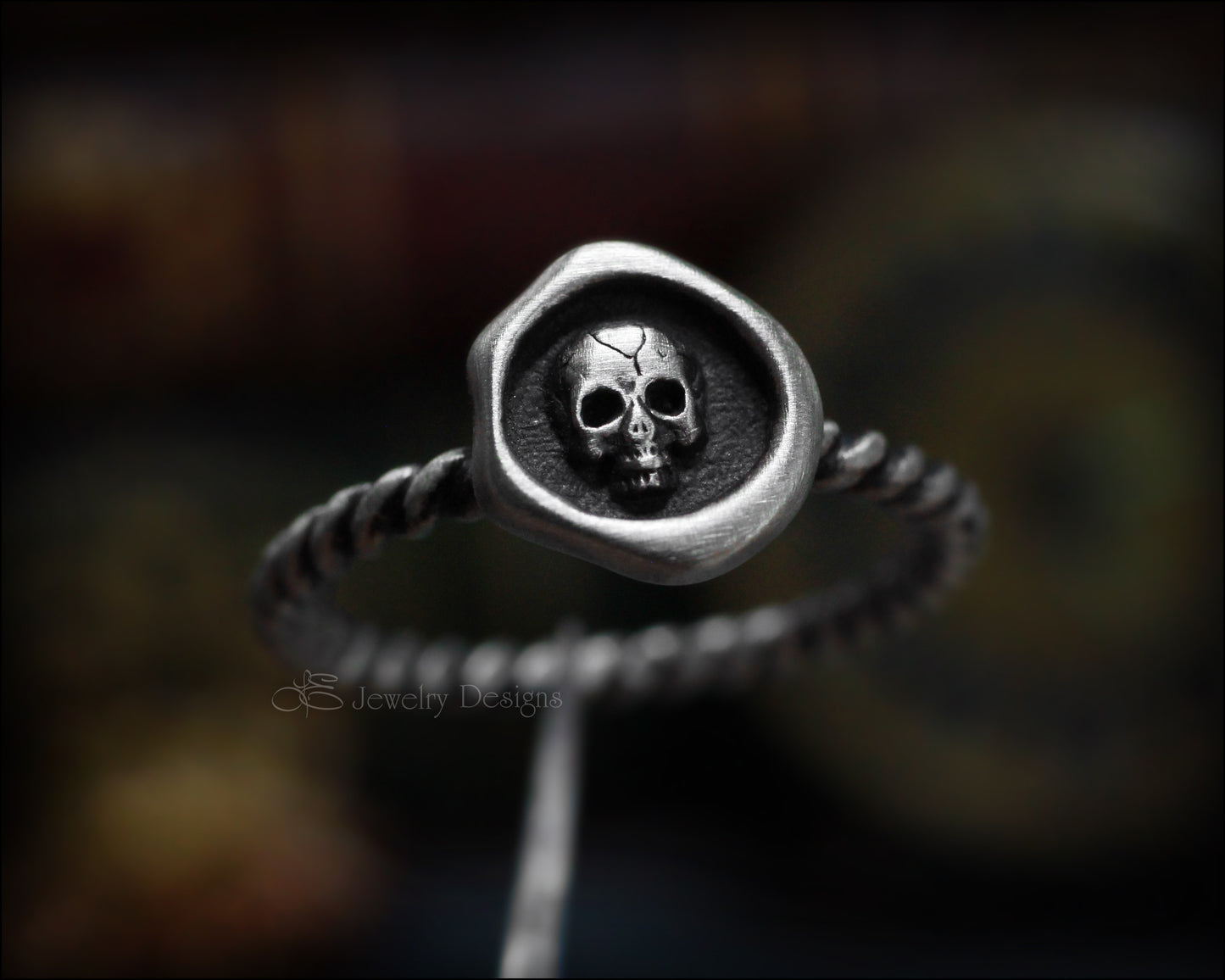 Size 9 - Sterling Skull Wax Seal Ring - LE Jewelry Designs