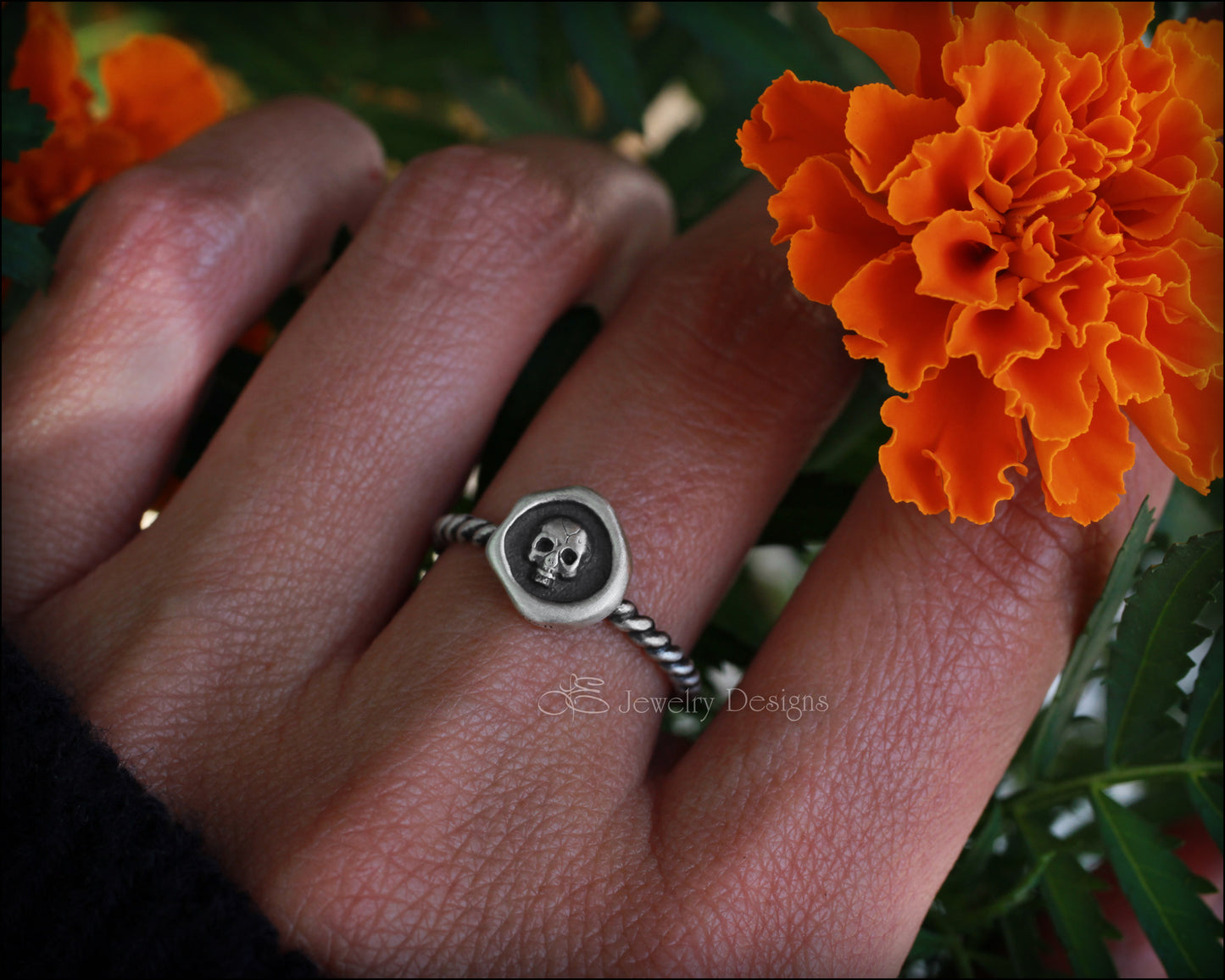Size 9 - Sterling Skull Wax Seal Ring - LE Jewelry Designs