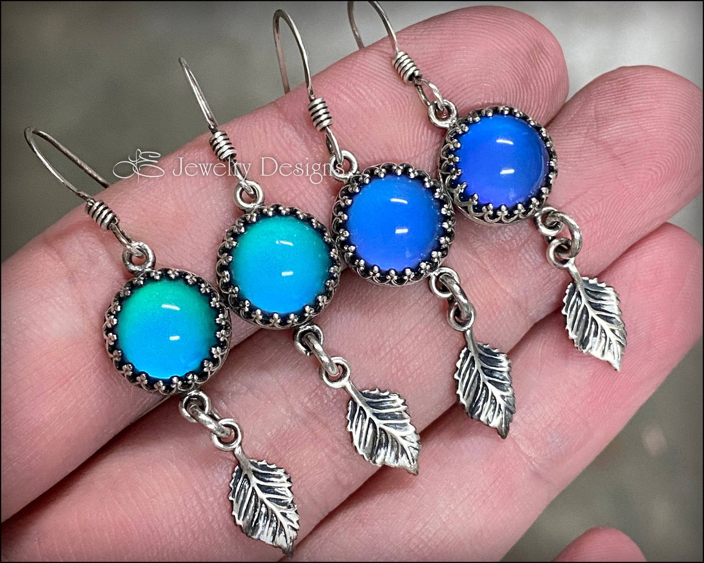 Sterling Silver Mood Leaf Earrings (color changing) - LE Jewelry Designs