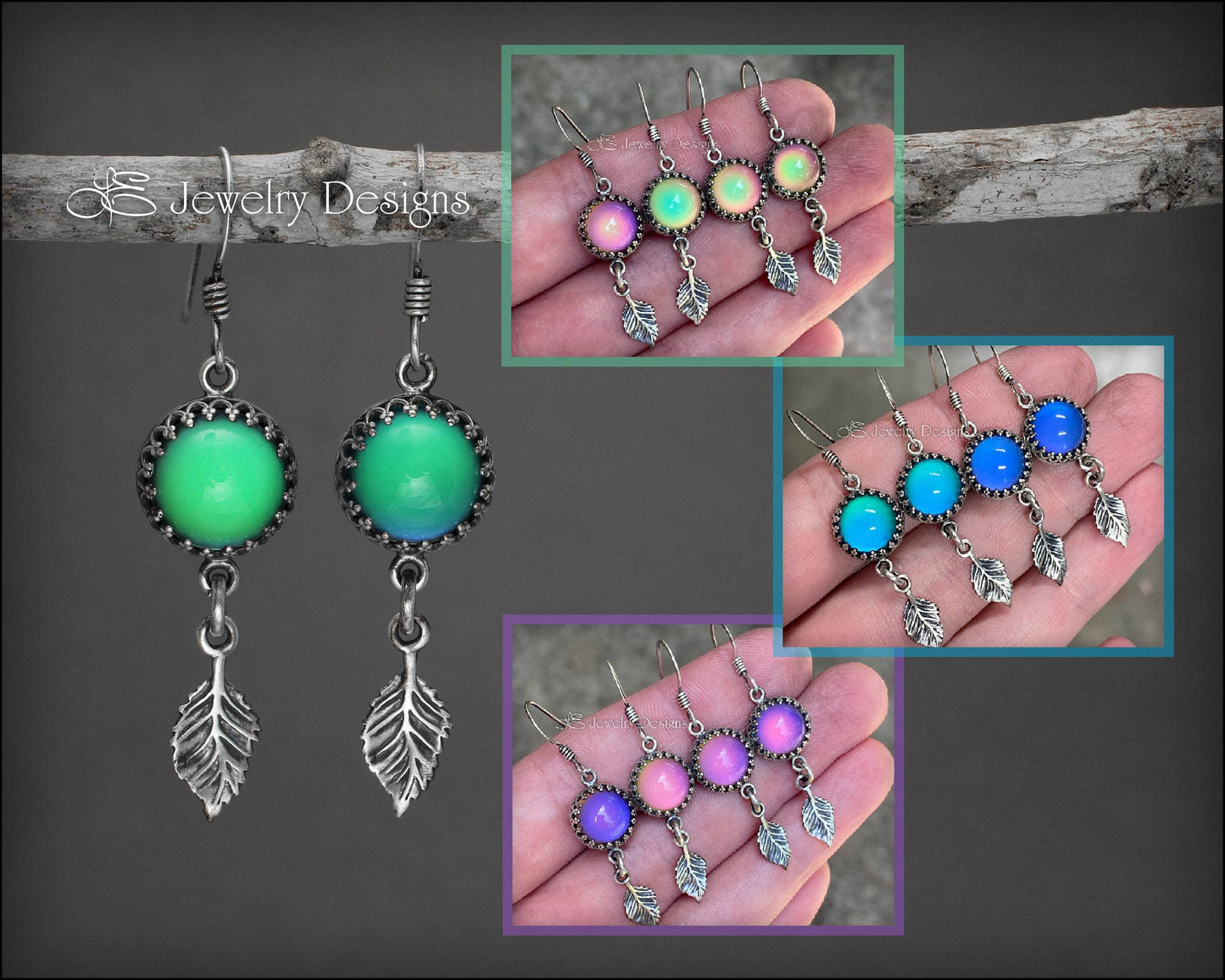 Sterling Silver Mood Leaf Earrings (color changing) - LE Jewelry Designs