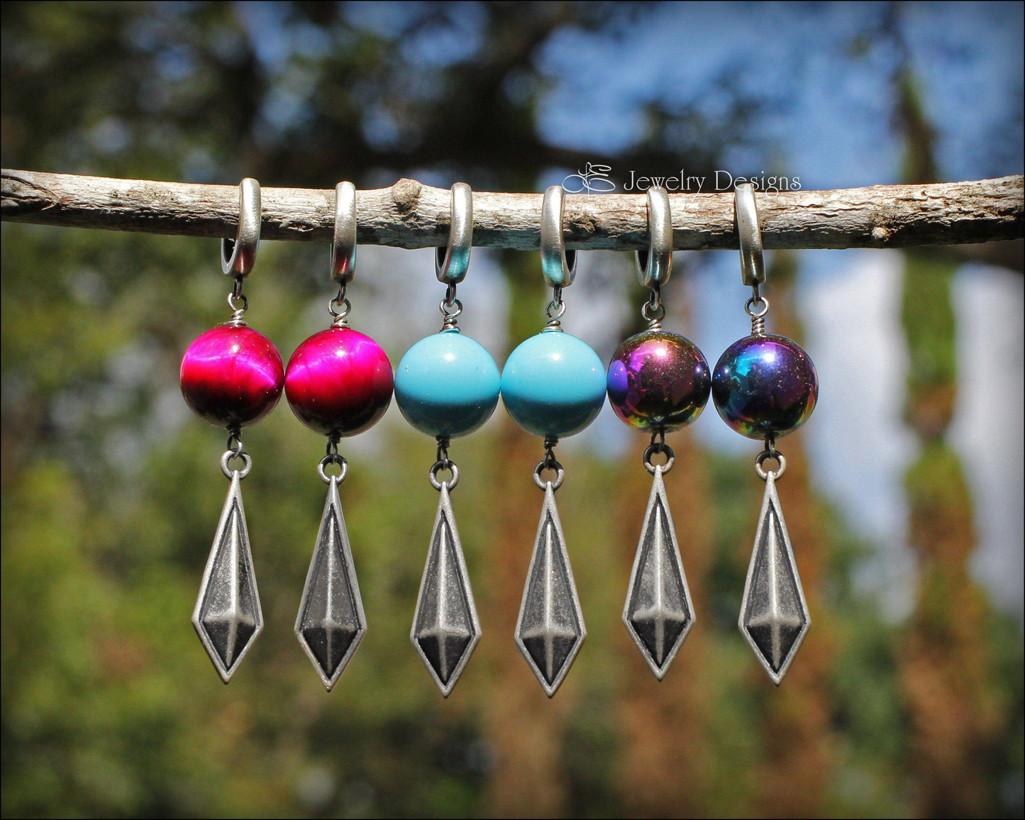 Long Diamond Shaped Bead Earrings - LE Jewelry Designs