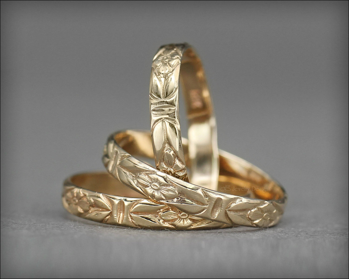 14k Gold Floral Band - LE Jewelry Designs