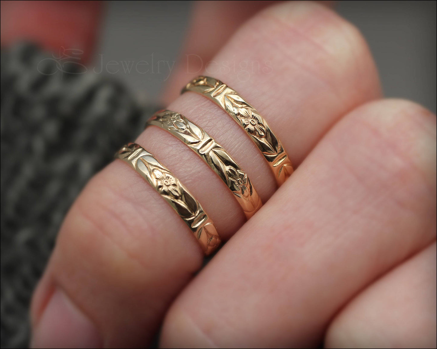 14k Gold Floral Band - LE Jewelry Designs