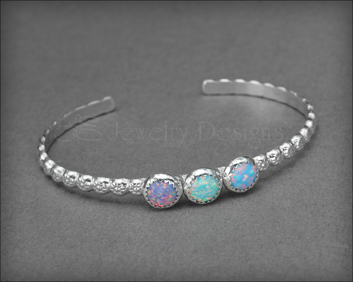 3-Stone Opal Flower Cuff - LE Jewelry Designs