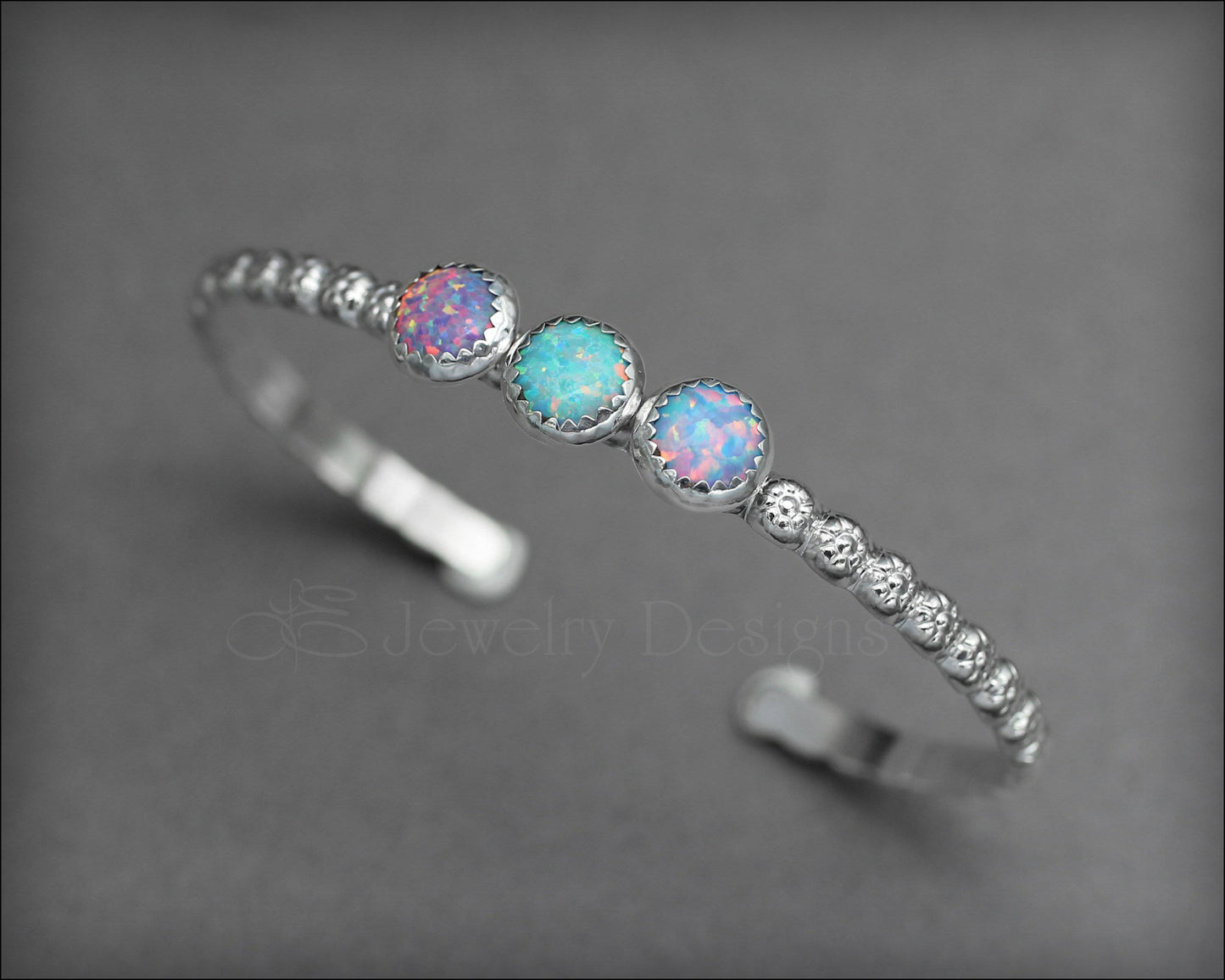 3-Stone Opal Flower Cuff - LE Jewelry Designs
