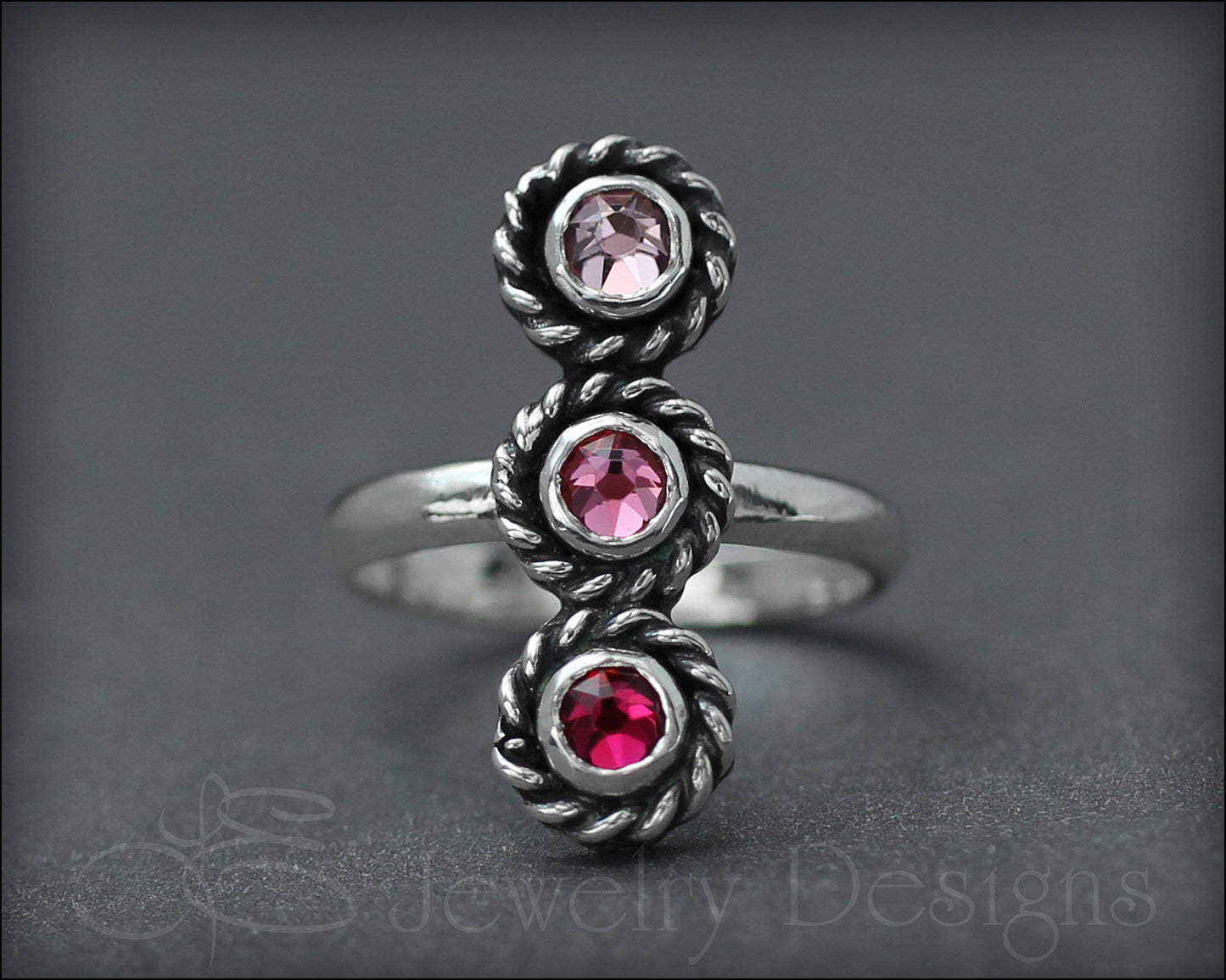 3-Stone Vertical Ring (w/opals or birthstones) - LE Jewelry Designs