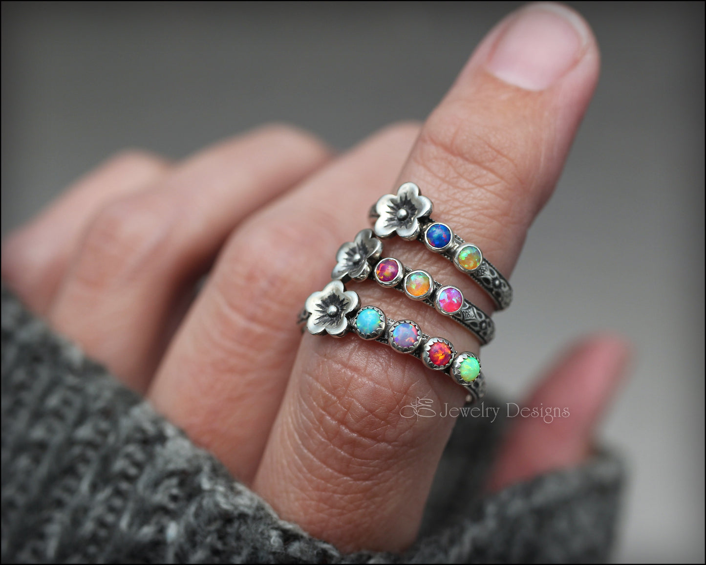 Birthstone Flower Ring - (choose # of stones) - LE Jewelry Designs