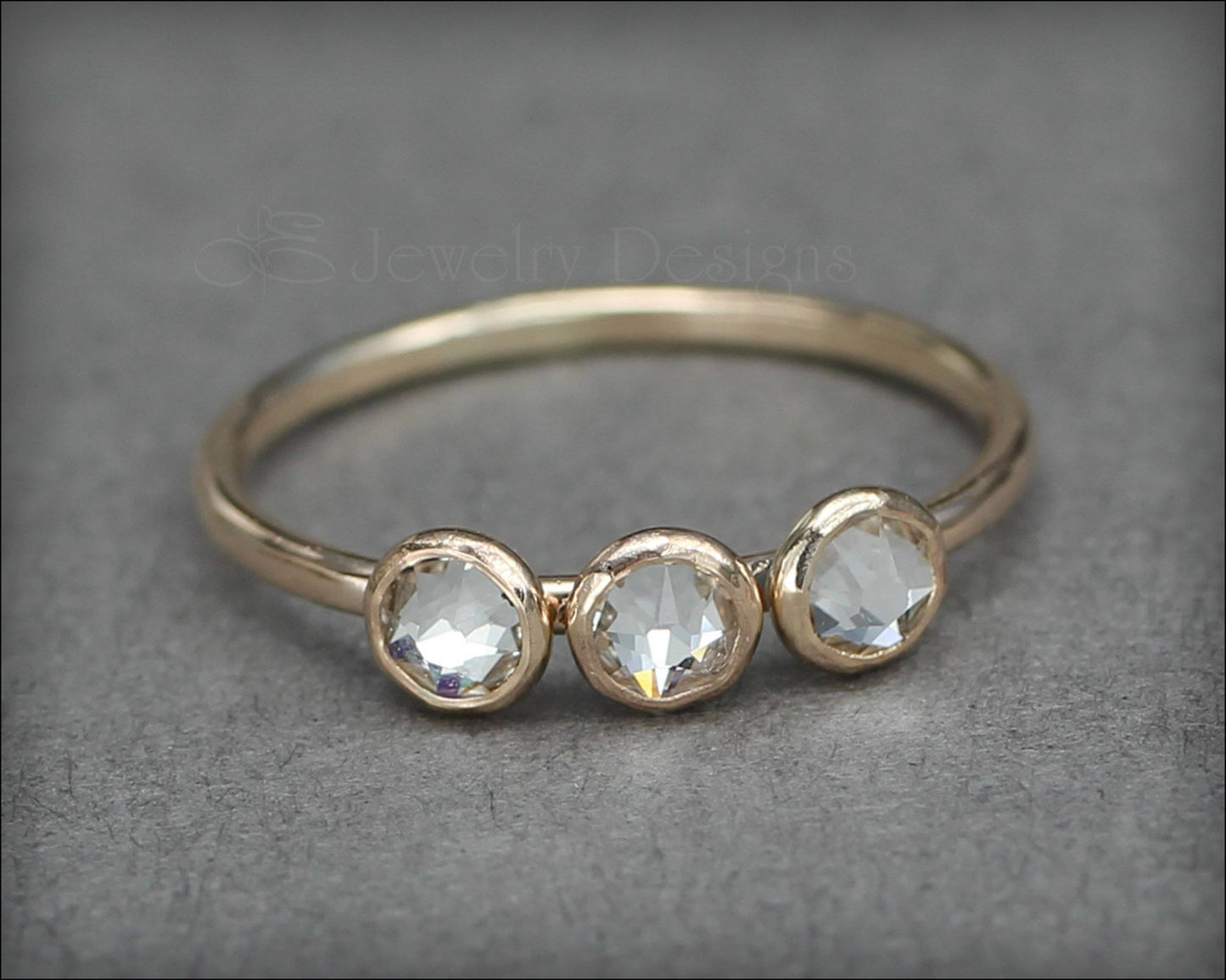 Three Birthstone or Opal Ring - LE Jewelry Designs