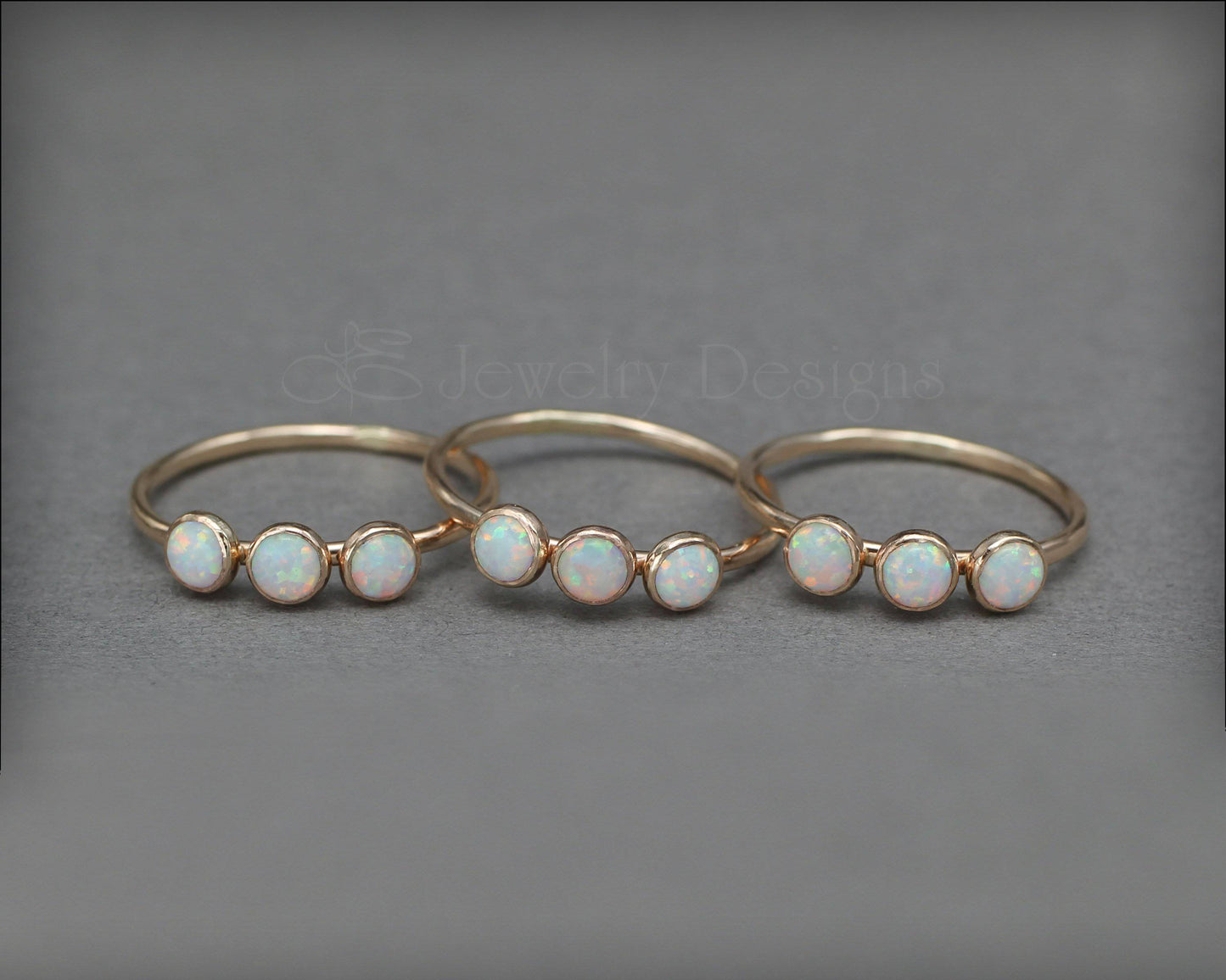 3-Stone Gold-Filled Opal Ring - LE Jewelry Designs