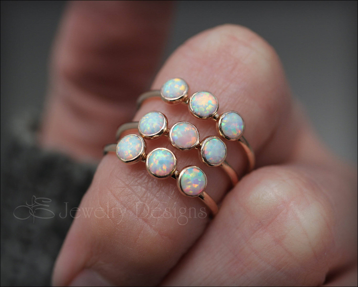 3-Stone Gold-Filled Opal Ring - LE Jewelry Designs