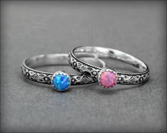 Vintage Style Birthstone or Opal Ring - LE Jewelry Designs