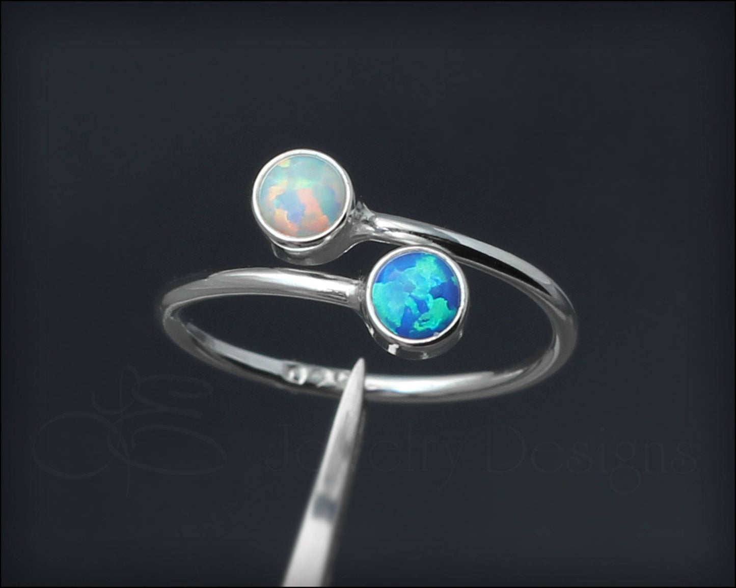 Sterling Dual Birthstone or Opal Ring - LE Jewelry Designs