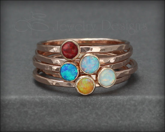 Gold Opal or Birthstone Stacking Ring - LE Jewelry Designs
