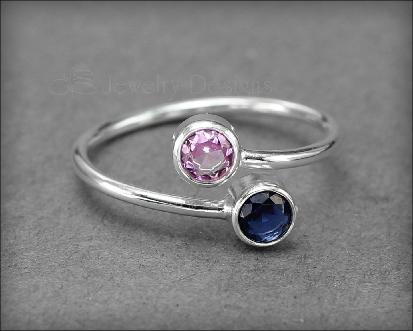 Sterling Dual Birthstone or Opal Ring - LE Jewelry Designs
