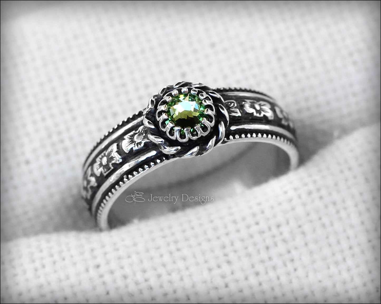 Birthstone or Opal Flower Band - LE Jewelry Designs